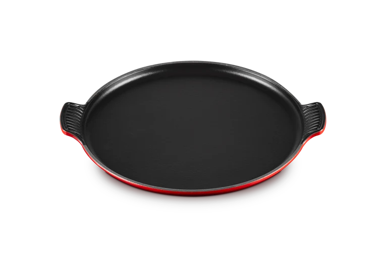 Grill rotondo extra large in ghisa vetrificata 32 cm, color ciliegia
