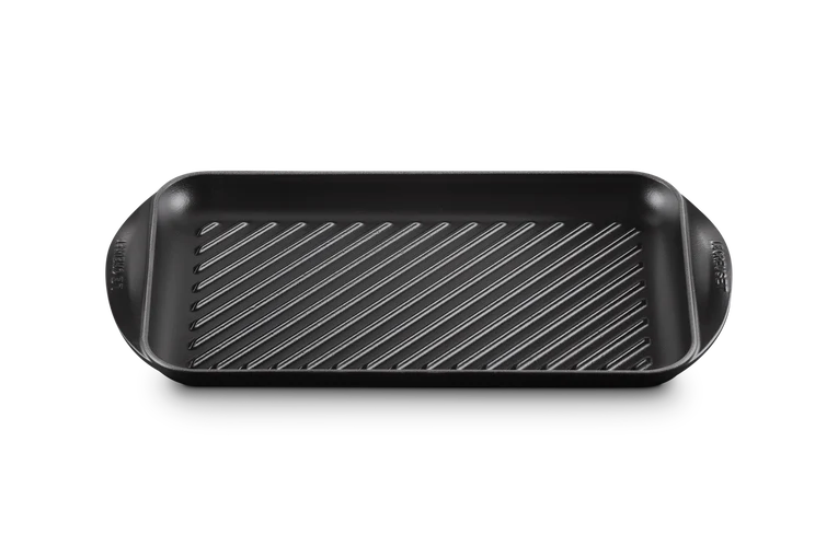 Grill rettangolare extralarge in ghisa vetrificata 40 cm, nero