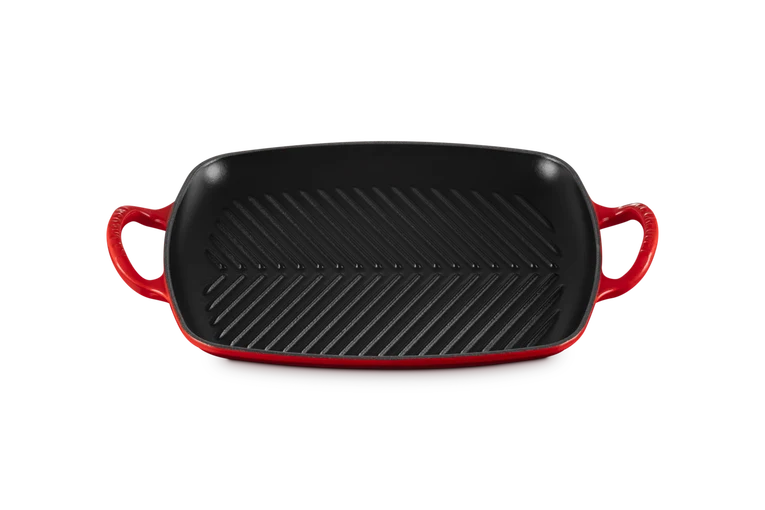 Grill rettangolare Evolution in ghisa vetrificata 30 cm, color ciliegia