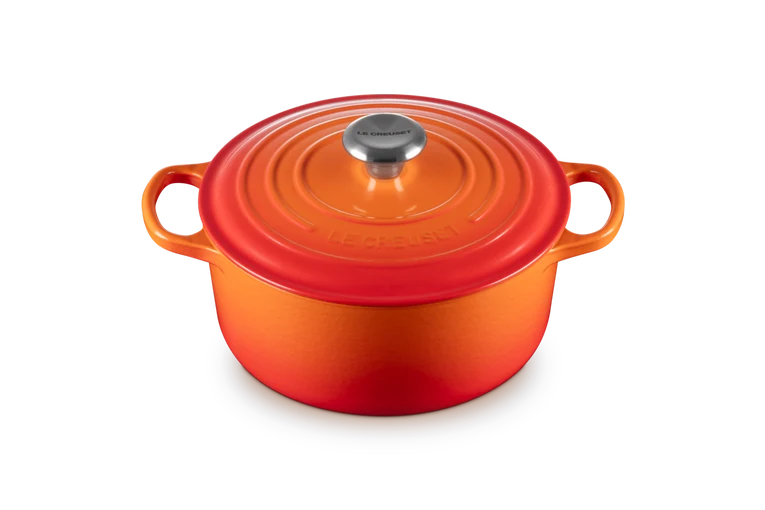 Cocotte rotonda Evolution in ghisa vetrificata 24 cm, color arancio