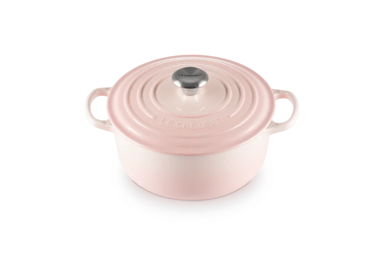 Cocotte rotonda Evolution in ghisa vetrificata 20 cm,color shell pink