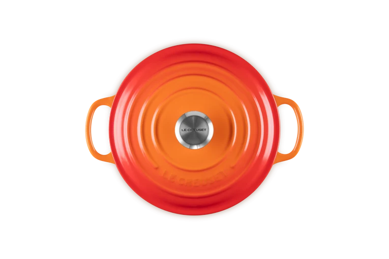 Cocotte rotonda Evolution in ghisa vetrificata 20 cm, color arancio