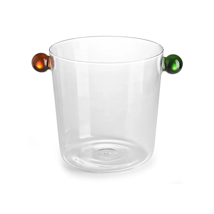 Collier secchiello in vetro borosilicato trasparente con pomelli