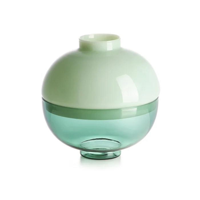 Scarlet vaso contenitore in vetro borosilicato bicolore verde trasparente/verde
