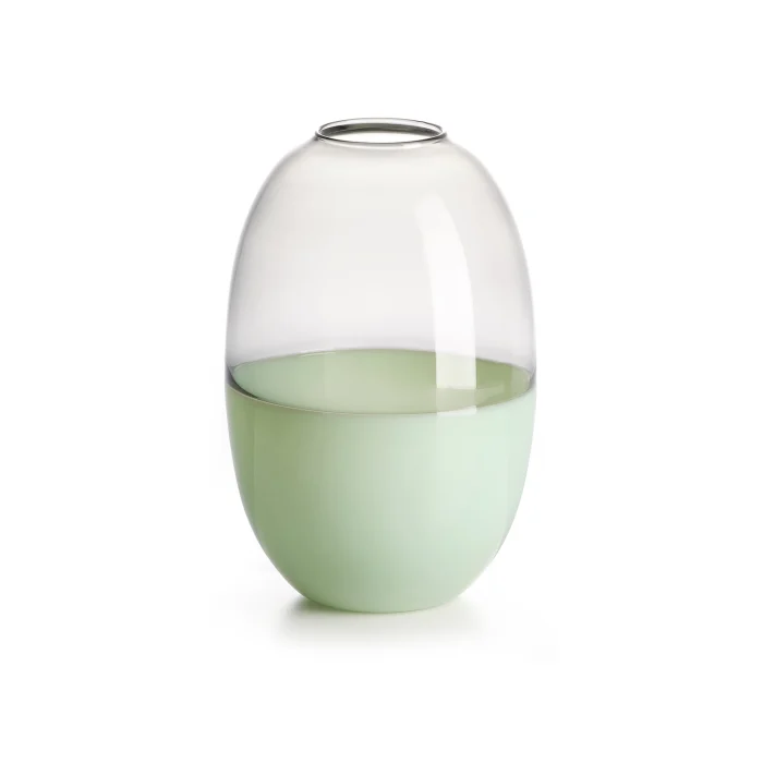 Scarlet vaso in vetro borosilicato bicolore verde latte/grigio trasparente H 2