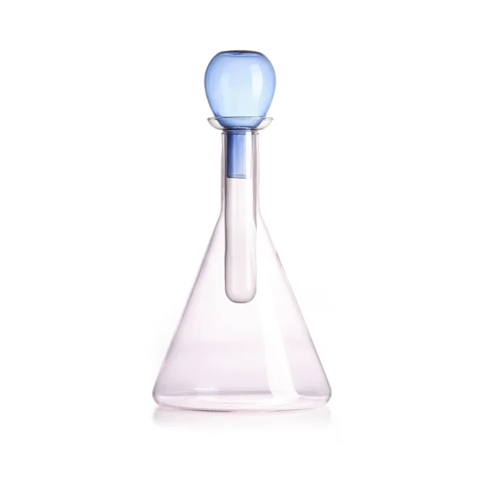 Chemical bottiglia in vetro borosilicato rosa/grigio/blu H 31 cm