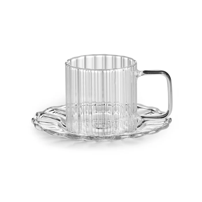 Luce tazzina caffé con piattino in vetro borosilicato trasparente