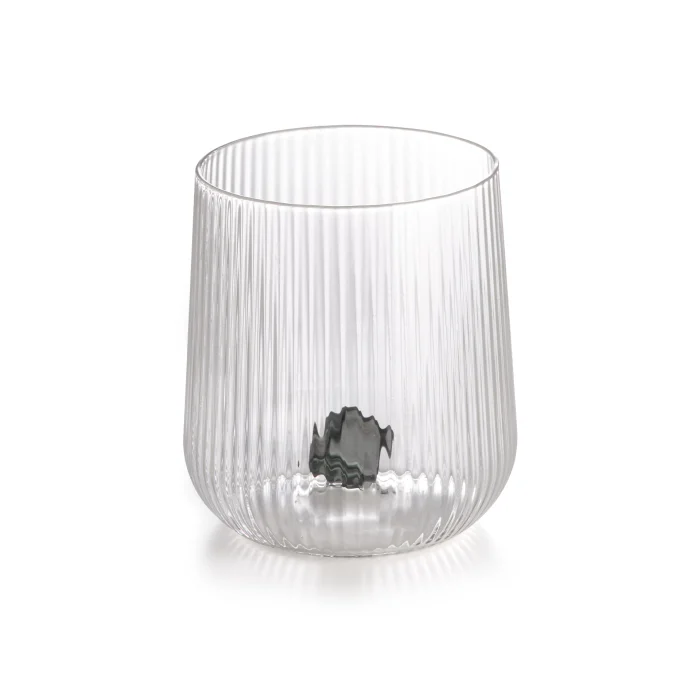 bicchiere in vetro borosilicato con gemma grigia