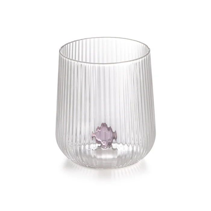 bicchiere in vetro borosilicato con gemma rosa