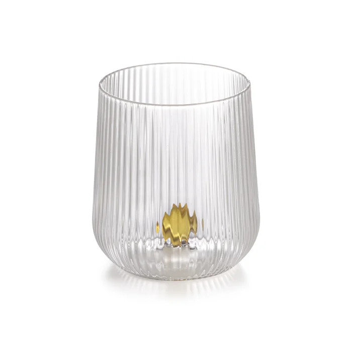 bicchiere in vetro borosilicato con gemma ambra