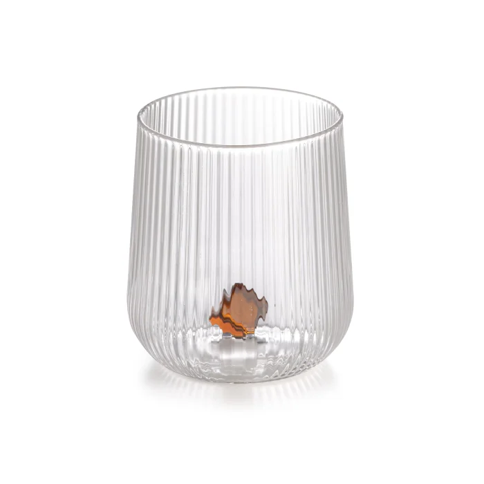 bicchiere in vetro borosilicato con gemma, rosso rubino
