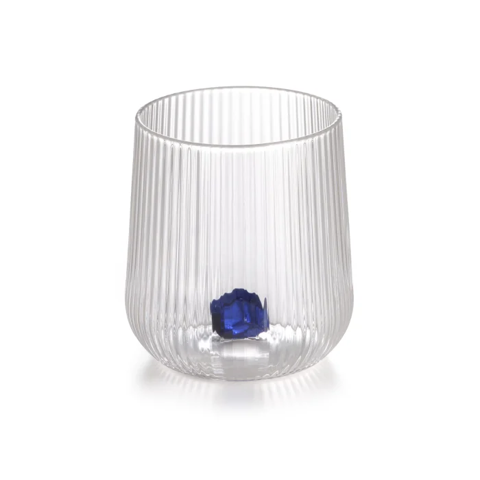 bicchiere in vetro borosilicato con gemma BLU