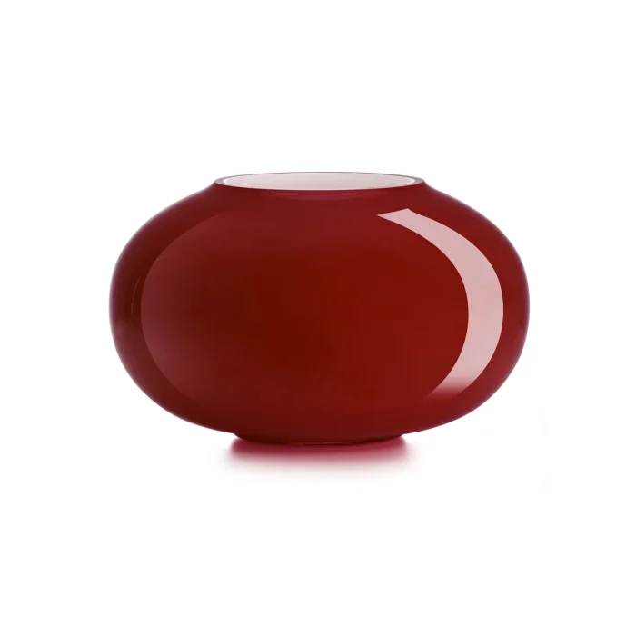 Pandora Vaso H.18 Diam 30 Cm T/F Incamiciato Esterno Rosso Interno Biancolatte