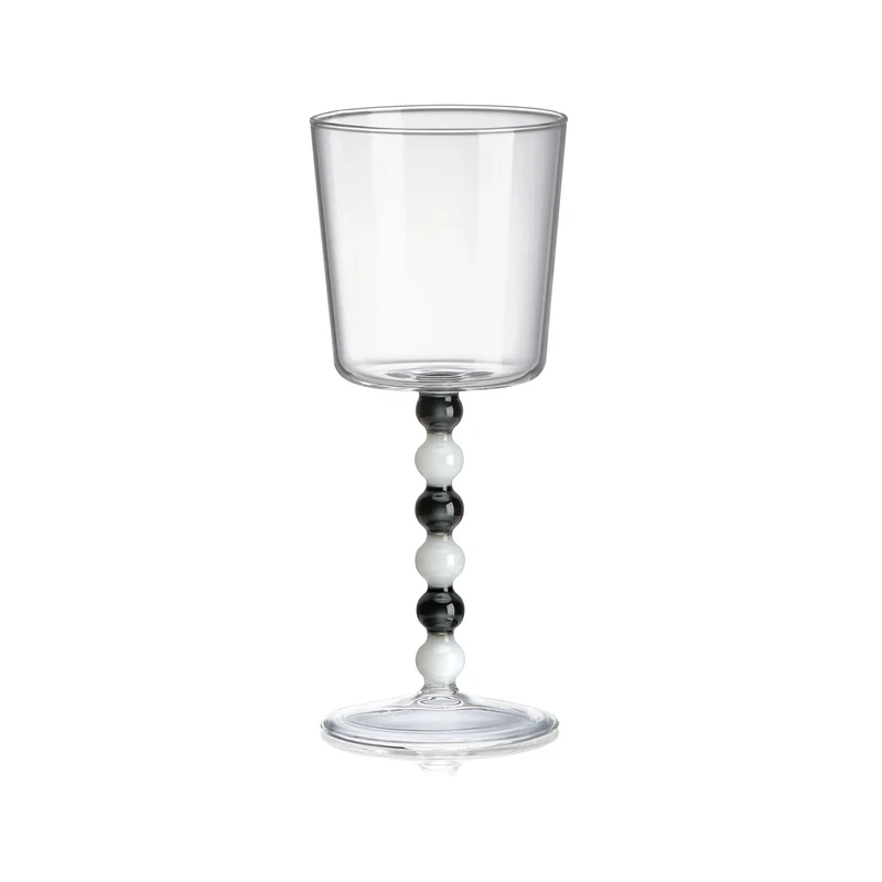 Collier Set 2 Calice Alto Vetro Borosilicato Trasparente Gambo Bianco/Grigio