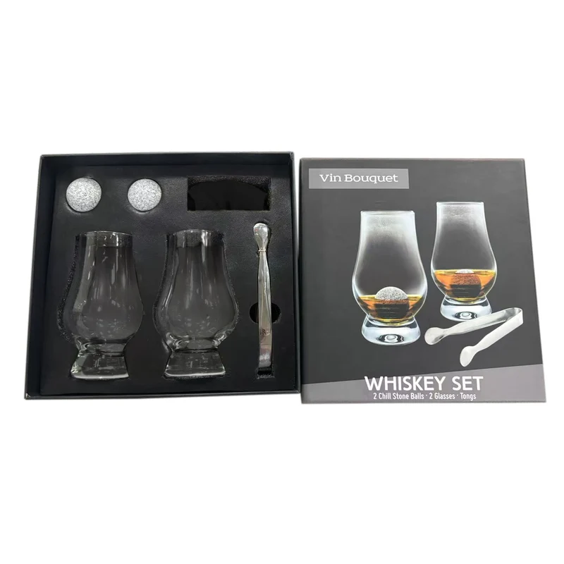 Set 2 Vasos Whisky Clásicos con Piedras Frías y Pinzas