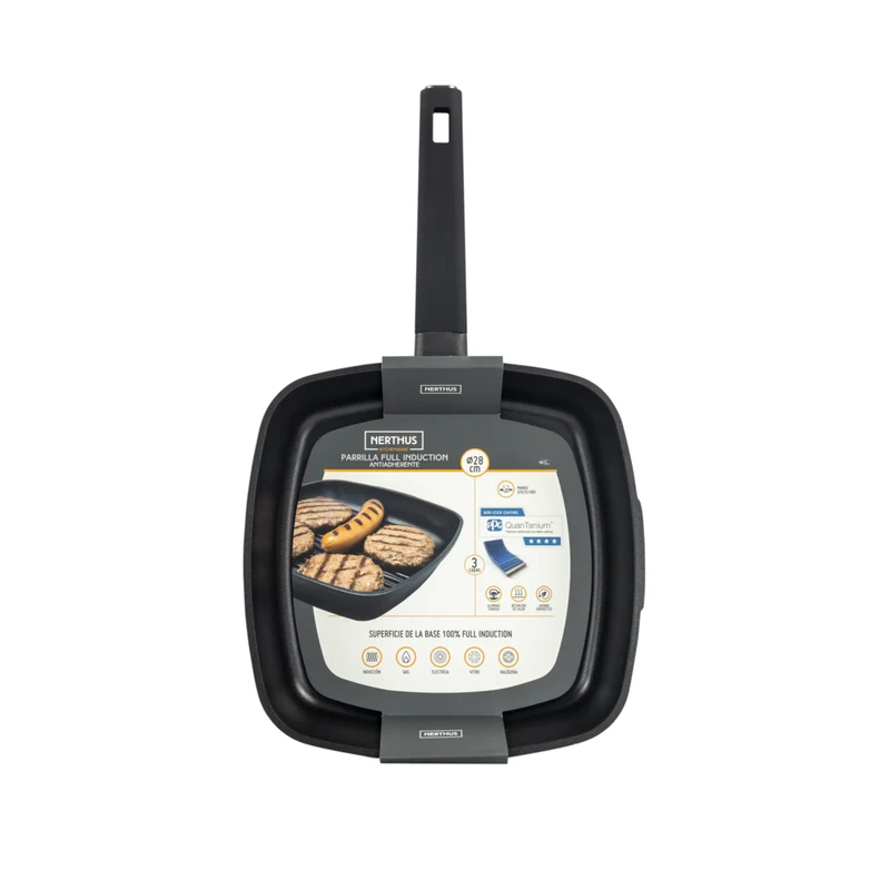 Sartén Grill Antiadherente Quantanium de PPG Reforzada Con Titanio 28 cm