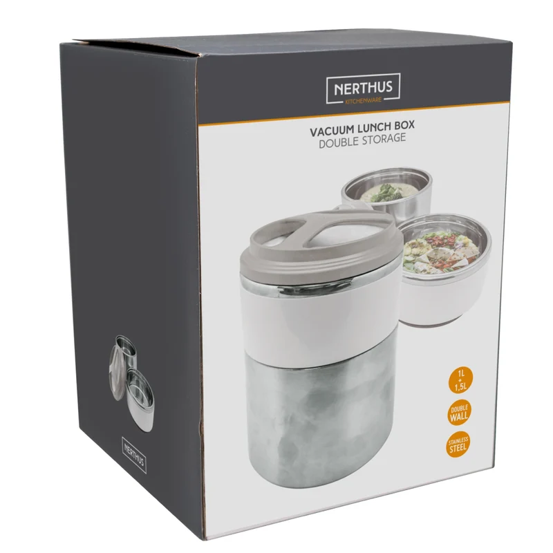 Termo alimentario acero inoxidable doble pared 1L o 1.5L de doble compartimento