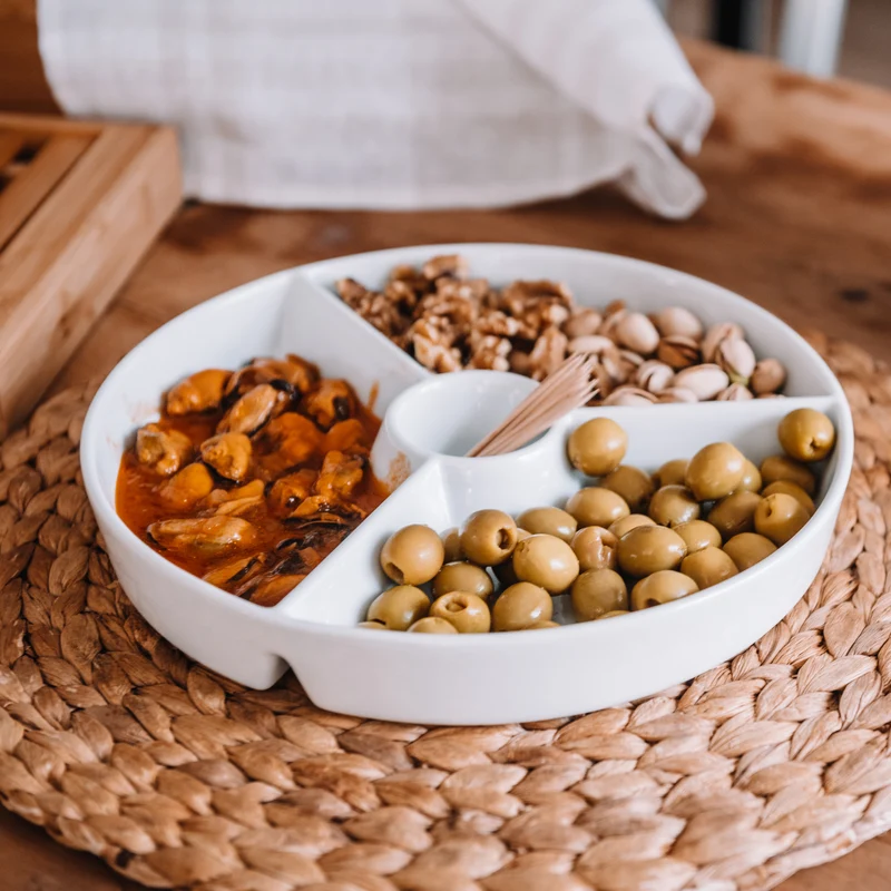 Plato para Snacks de Porcelana Redondo