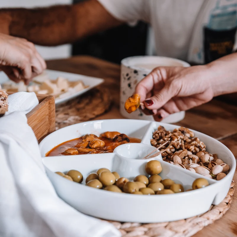 Plato para Snacks de Porcelana Redondo