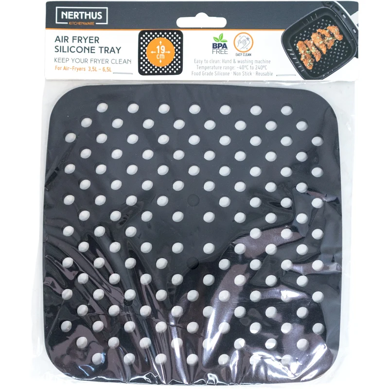Bandeja de Silicona Perforada para Freidora de Aire – 19x19 cm, Reutilizable