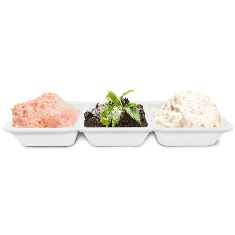 Plato de Porcelana para Aperitivos con 3 Cuencos