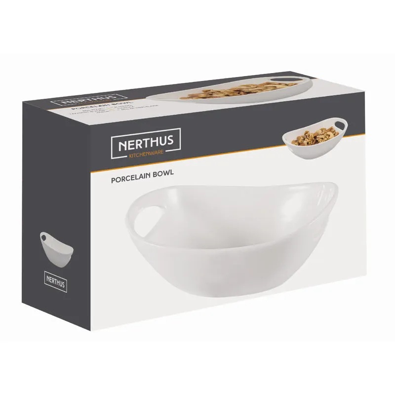 Bol Ovalado de Porcelana con Asas para Snacks