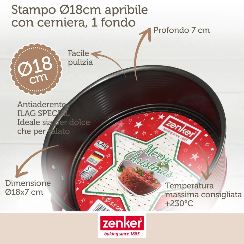 Tortiera natalizia apribile ad 1 fondo ø18 cm, Linea Merry Christmas