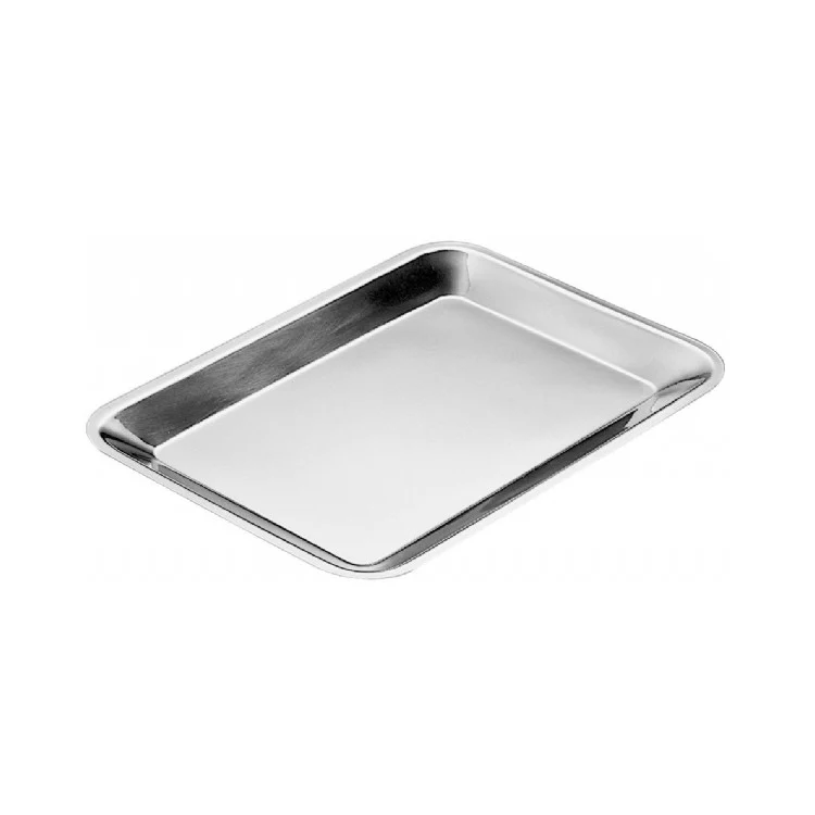 Vassoio inox rettangolare cm.45x25 h.2.4 bordo arrotondato
