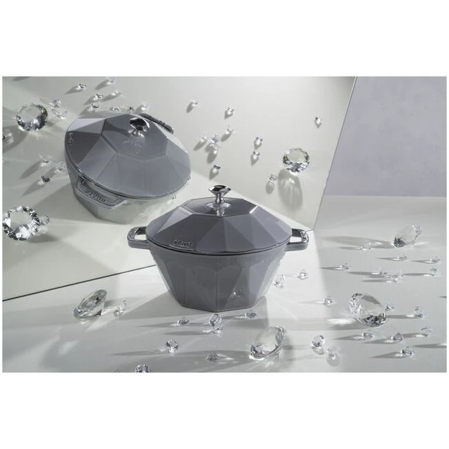 Cocotte Diamante rotonda - 22 cm, Colore grigio grafite