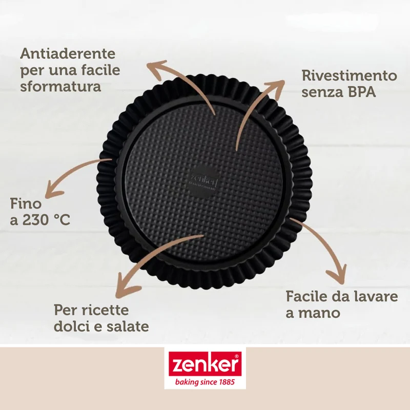 Stampo per crostata Furbo con bordo scanalato, Ø28 cm Linea Black Metallic
