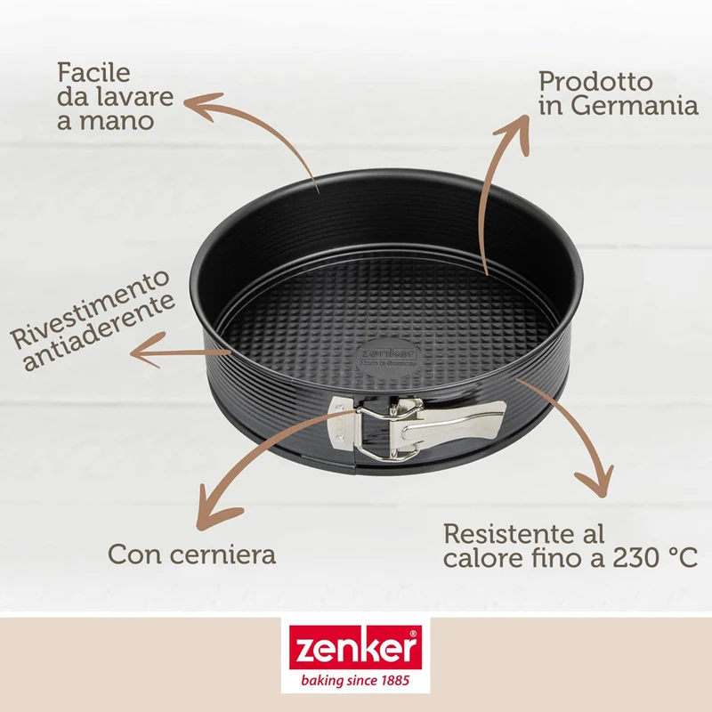 Tortiera apribile a 2 fondi con cerniera, Ø26m Linea Black Metallic