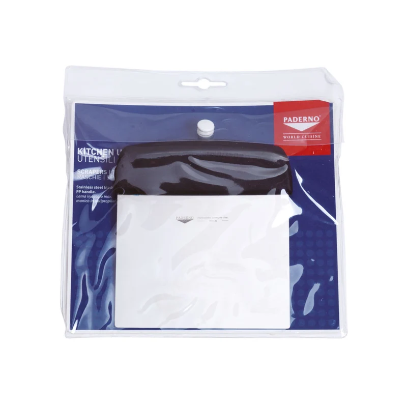 Raschietto inox cm.12x9.5 rettangolare manico nero
