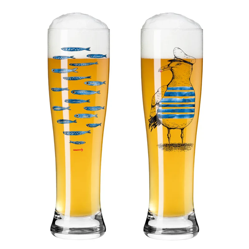 SET 2 Bicchieri Birra "Pesci & Gabbiano"