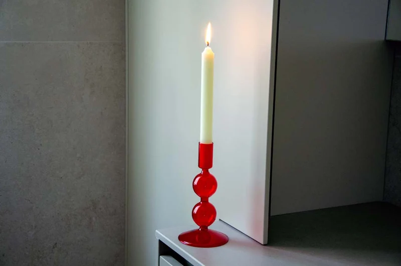 Porta candele in vetro borosilicato - 16 cm Rosso