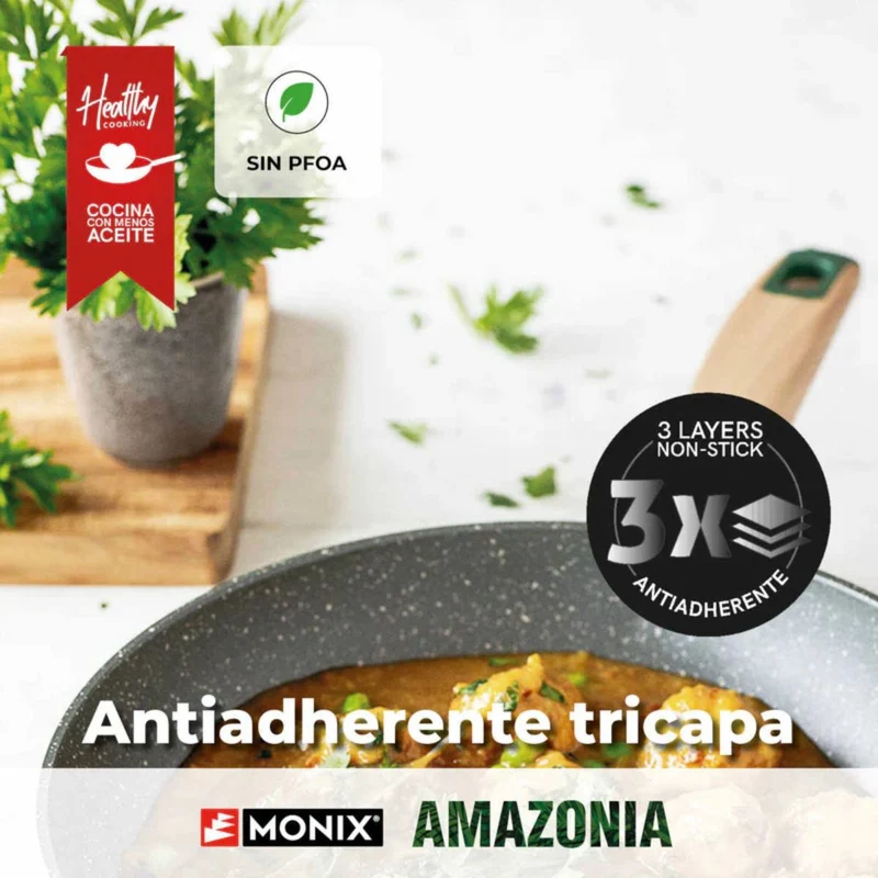 Set de 3 sartenes antiadherentes Amazonia Monix