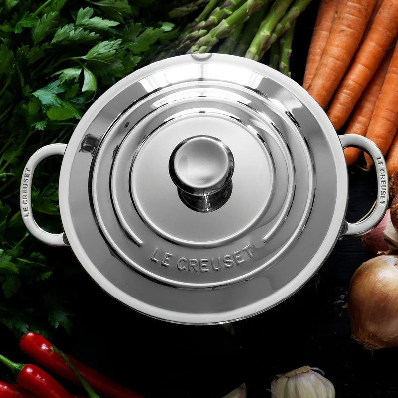 Cacerola acero inox baja con tapa 30cm 3-PLY Le Creuset