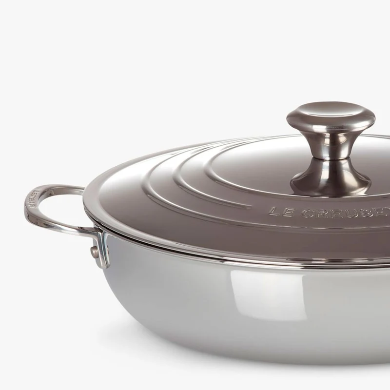 Cacerola acero inox baja con tapa 30cm 3-PLY Le Creuset