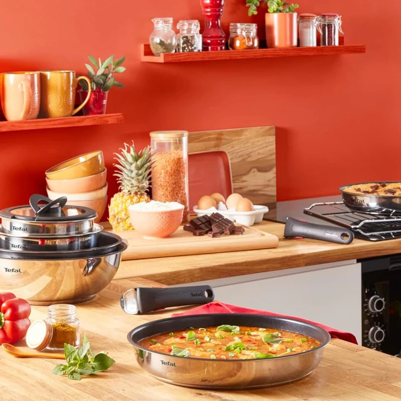 Conjunto de 3 sartenes y mango Ingenio Emotion Tefal 22, 24 y 28 cm