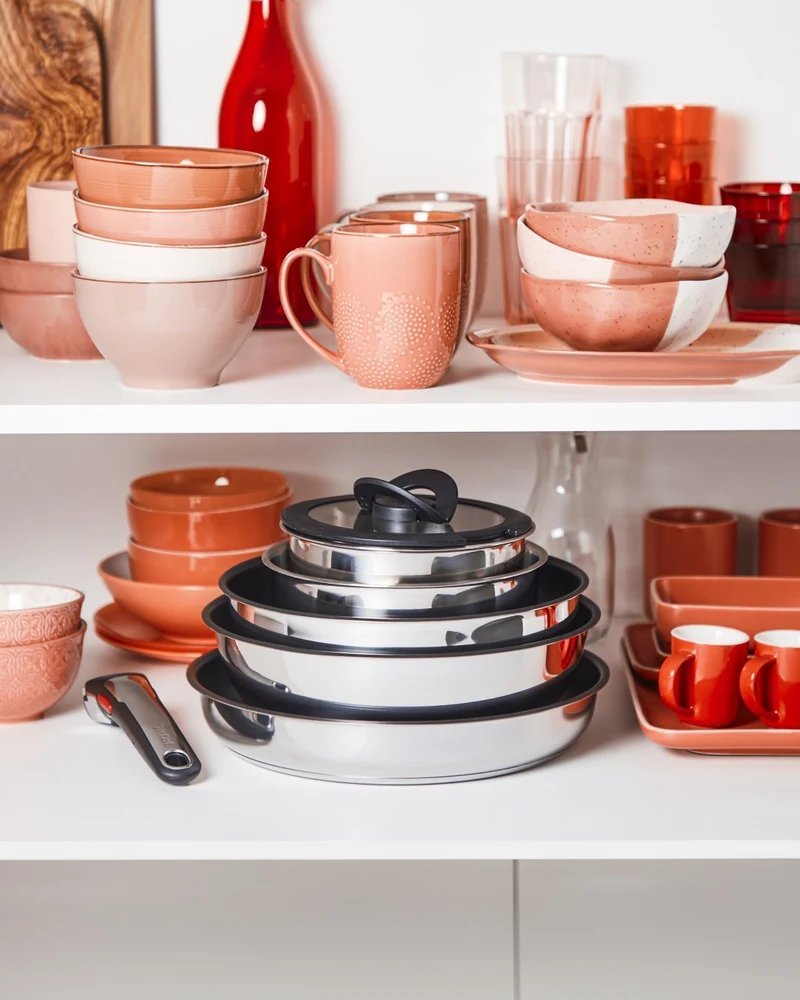 Conjunto de 3 sartenes y mango Ingenio Emotion Tefal 22, 24 y 28 cm