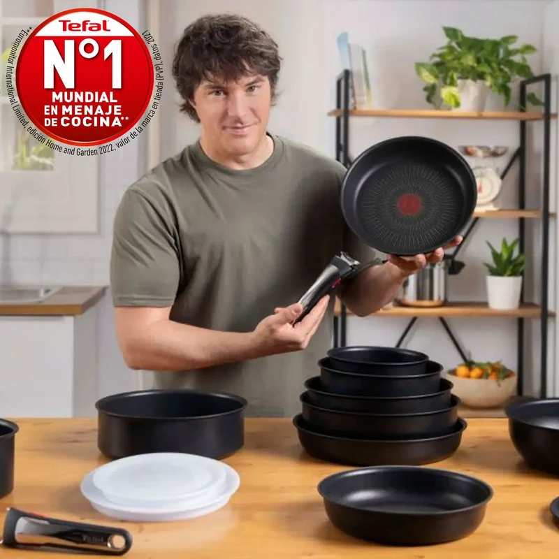 Conjunto de 3 sartenes y mango Ingenio Emotion Tefal 22, 24 y 28 cm