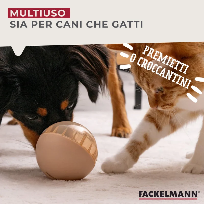 Pallina porta snack per cani e gatti