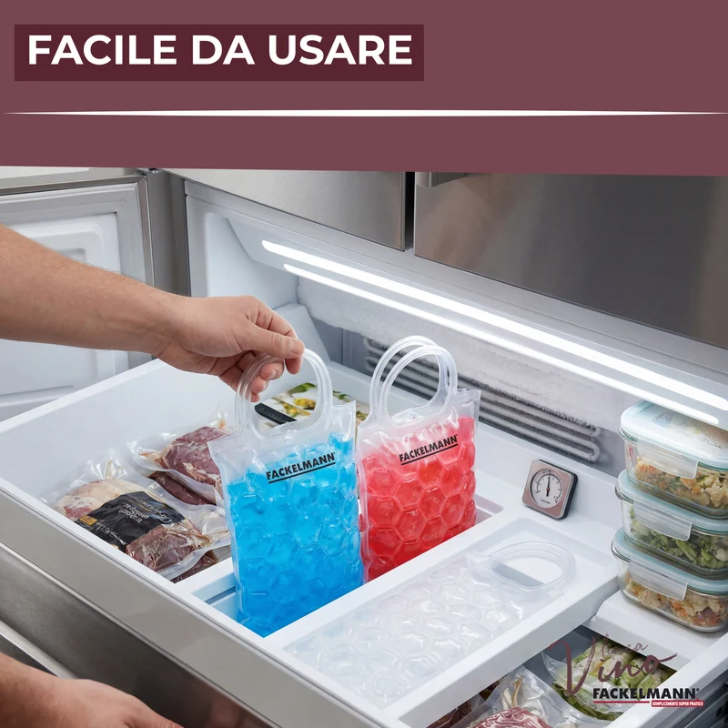 Set da 2 Sacchetti refrigeranti per bottiglie, blu e rosso