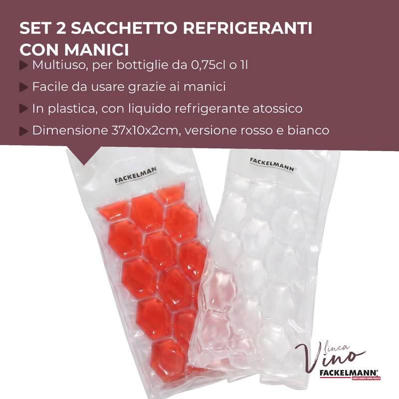 Set da 2 Sacchetti refrigeranti per bottiglie, bianco e rosso