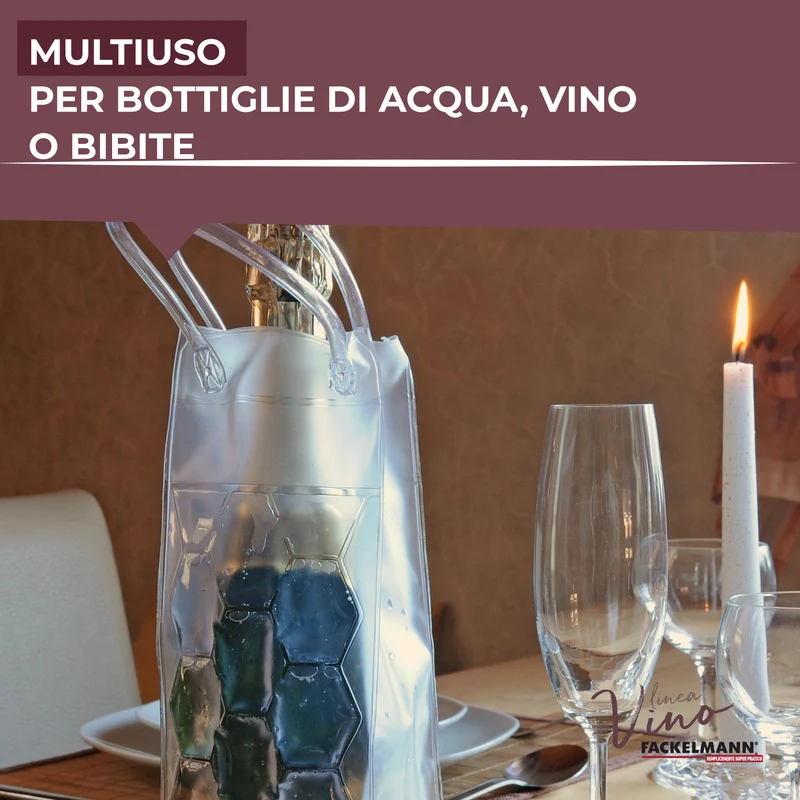 Set da 2 Sacchetti refrigeranti per bottiglie, bianco e blu