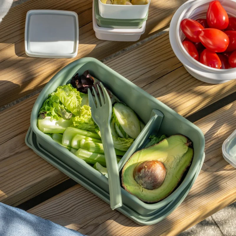 Contenitore per alimenti Linea Flexibox, verde, 1000 ml, 20,5 × 12,5 × 6,6 cm