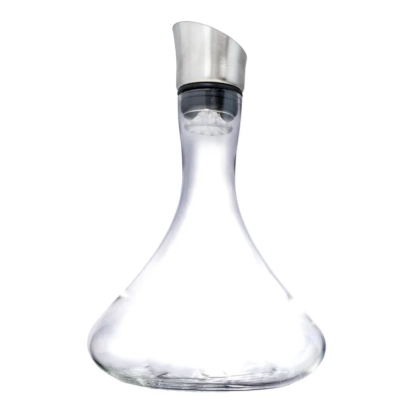 Decantador de Cristal con Filtro Antisedimentos y Vertedor de Acero Inoxidable