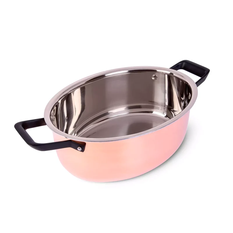 Casseruola ovale in rame con coperchio in acciaio Artusi 2.0