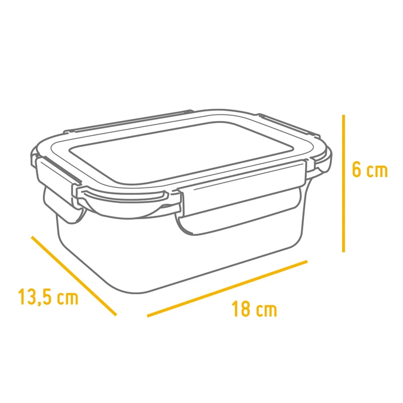 Recipiente Hermético de Acero Inoxidable Apto para Microondas - Rectangular