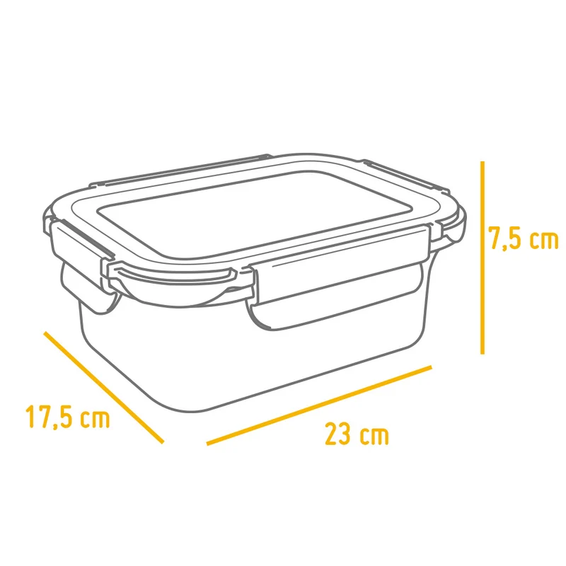 Recipiente Hermético de Acero Inoxidable Apto para Microondas - Rectangular