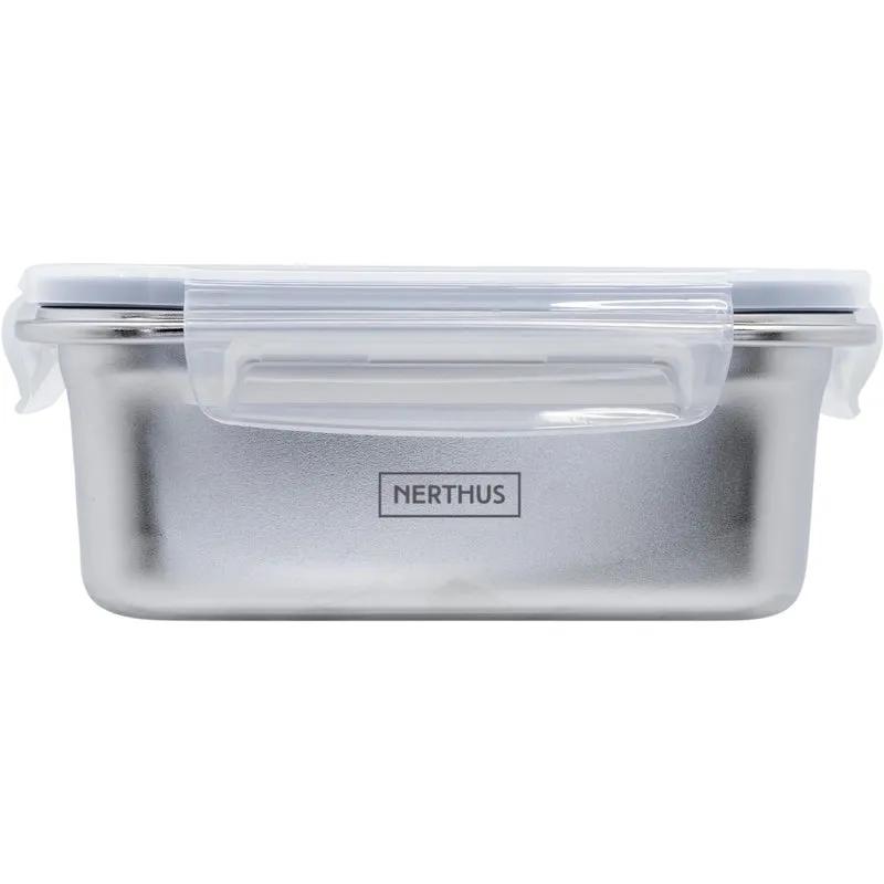 Recipiente Hermético de Acero Inoxidable Apto para Microondas - Rectangular